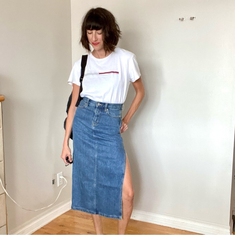 😎✏️ TNA Durrell High Waisted Jean Skirt